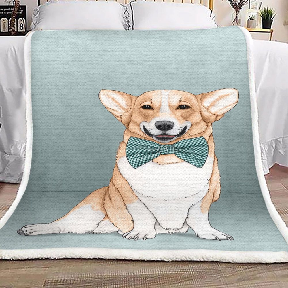 Happy Corgi Sherpa Fleece Blanket