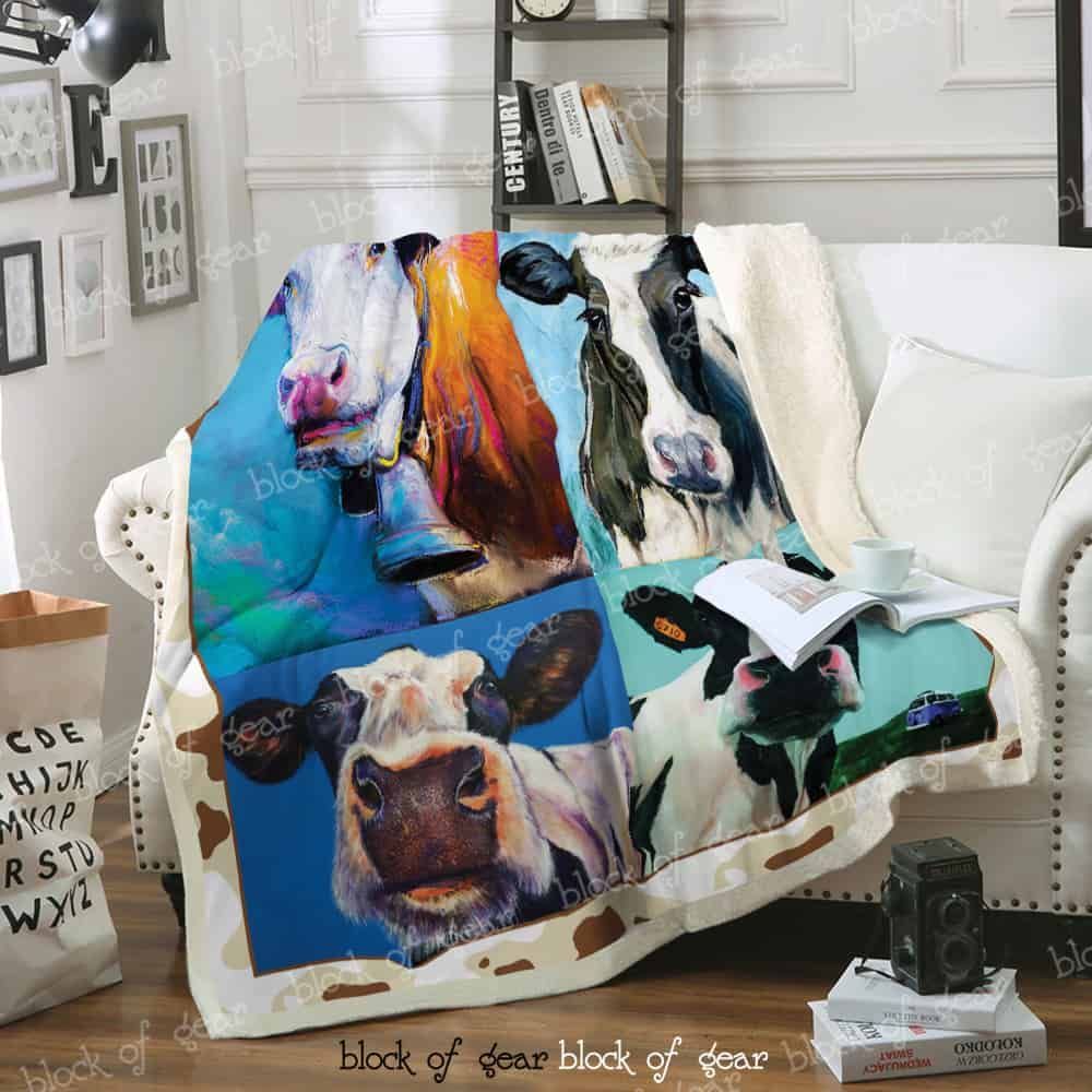 Happy Cow On Farm Fleece Blanket