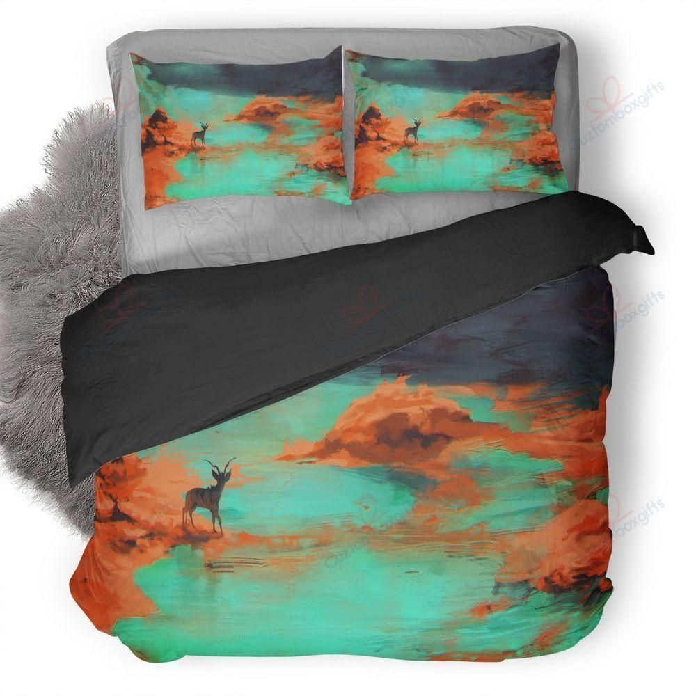Happy Deer Painting Printed Bedding Set