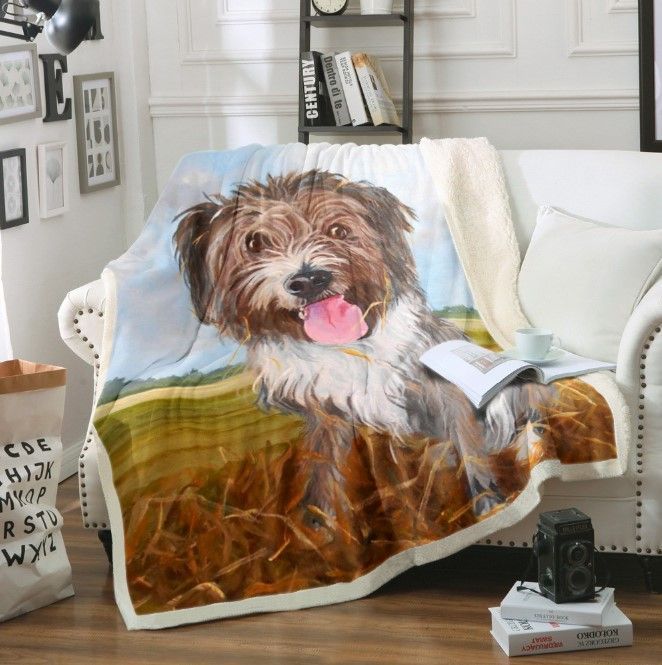 Happy Dog Sherpa Fleece Blanket