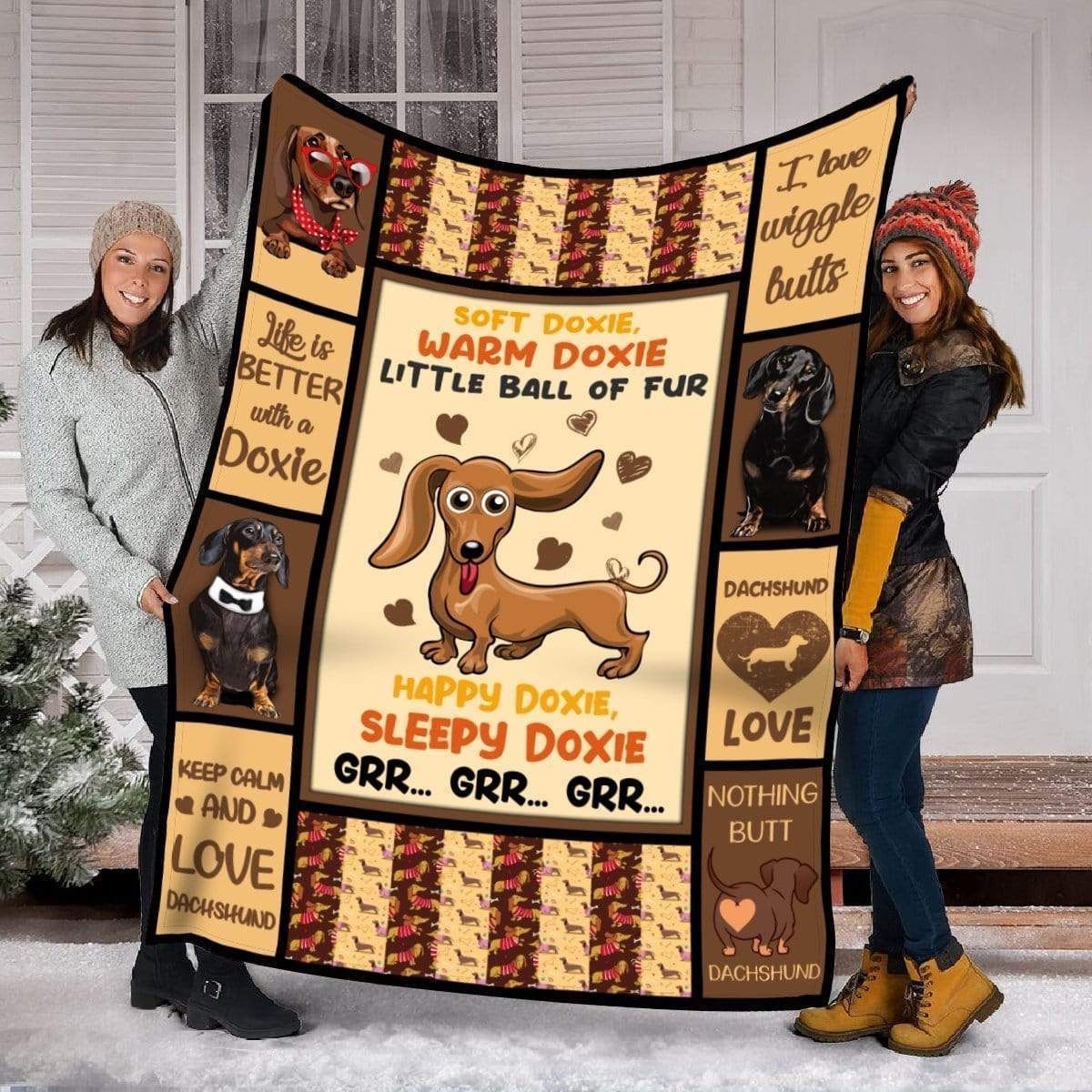 Happy Doxie Sleepy Doxie Dachshund Fleece Blanket Gift For Dog Lovers