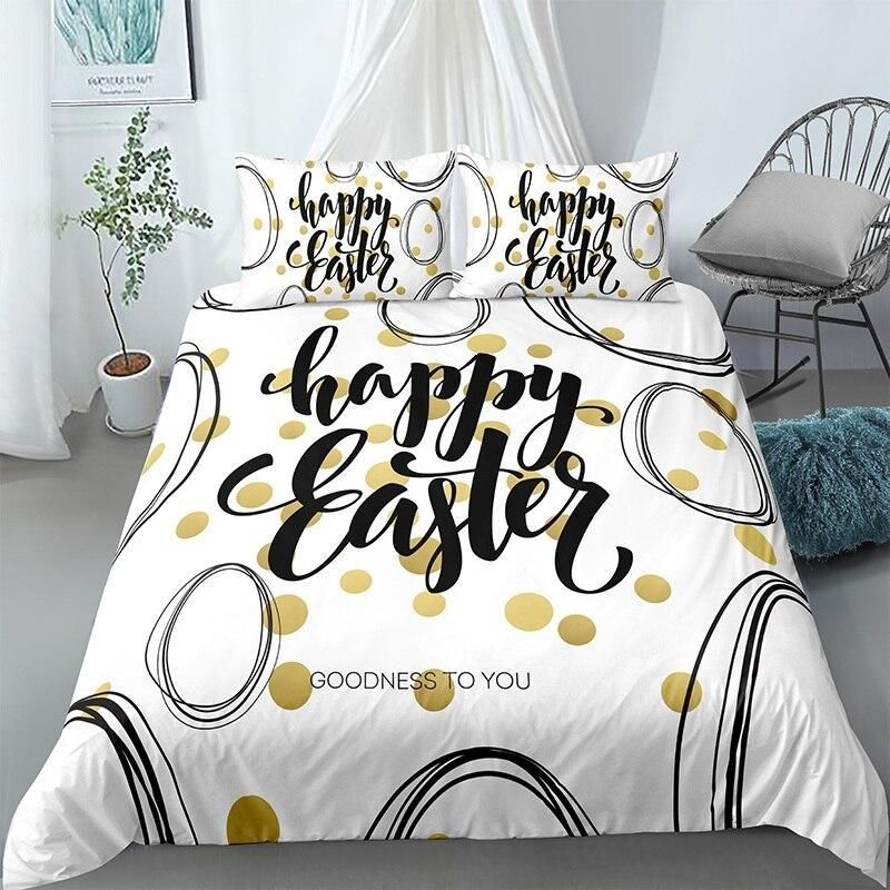 Happy Easter Themed White Bedding Set
