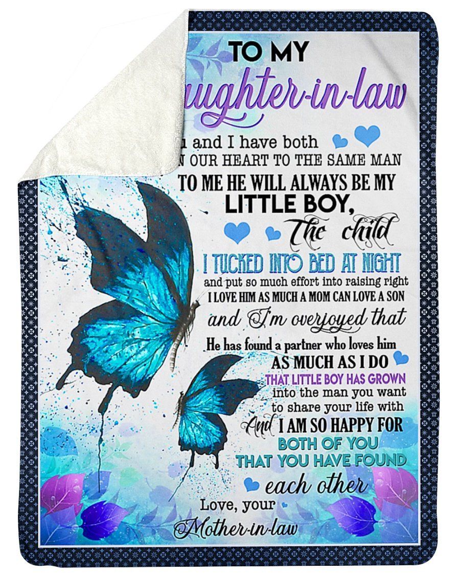Happy For Both Of You Butterfly Fleece Blanket Giving Daughter In Law Sherpa Blanket