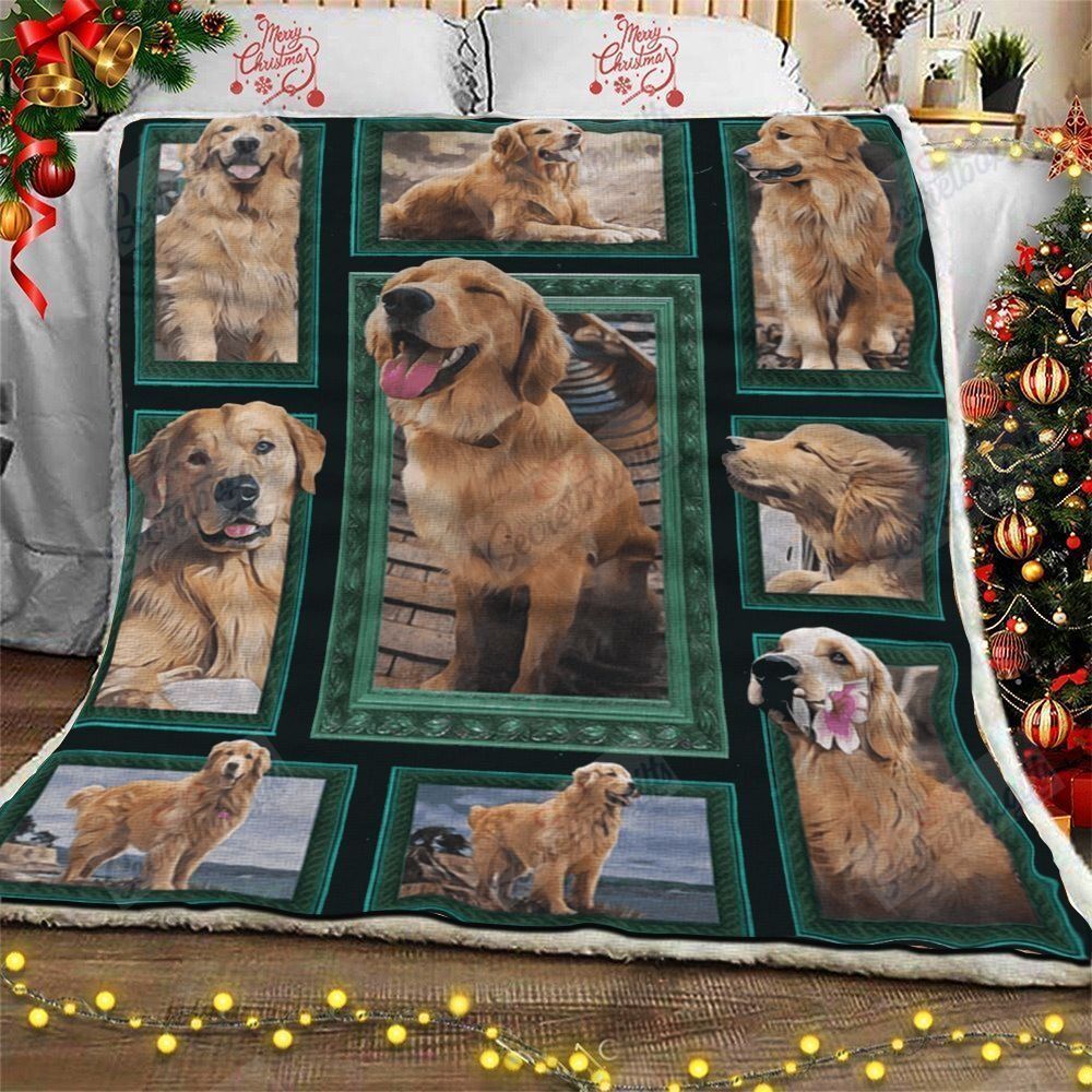 Happy Golden Retriever Fleece Blanket
