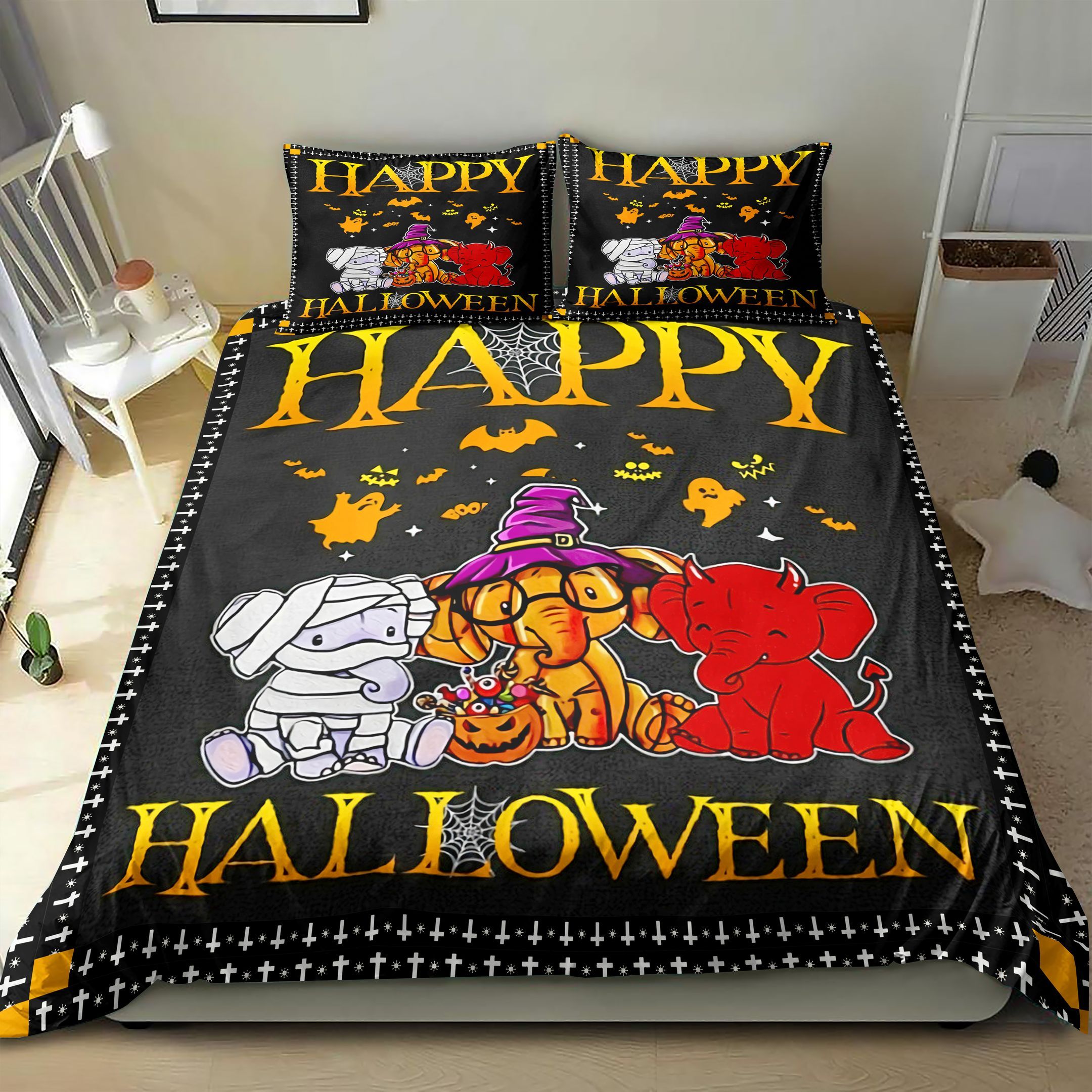 Happy Halloween Elephant Bedding Set