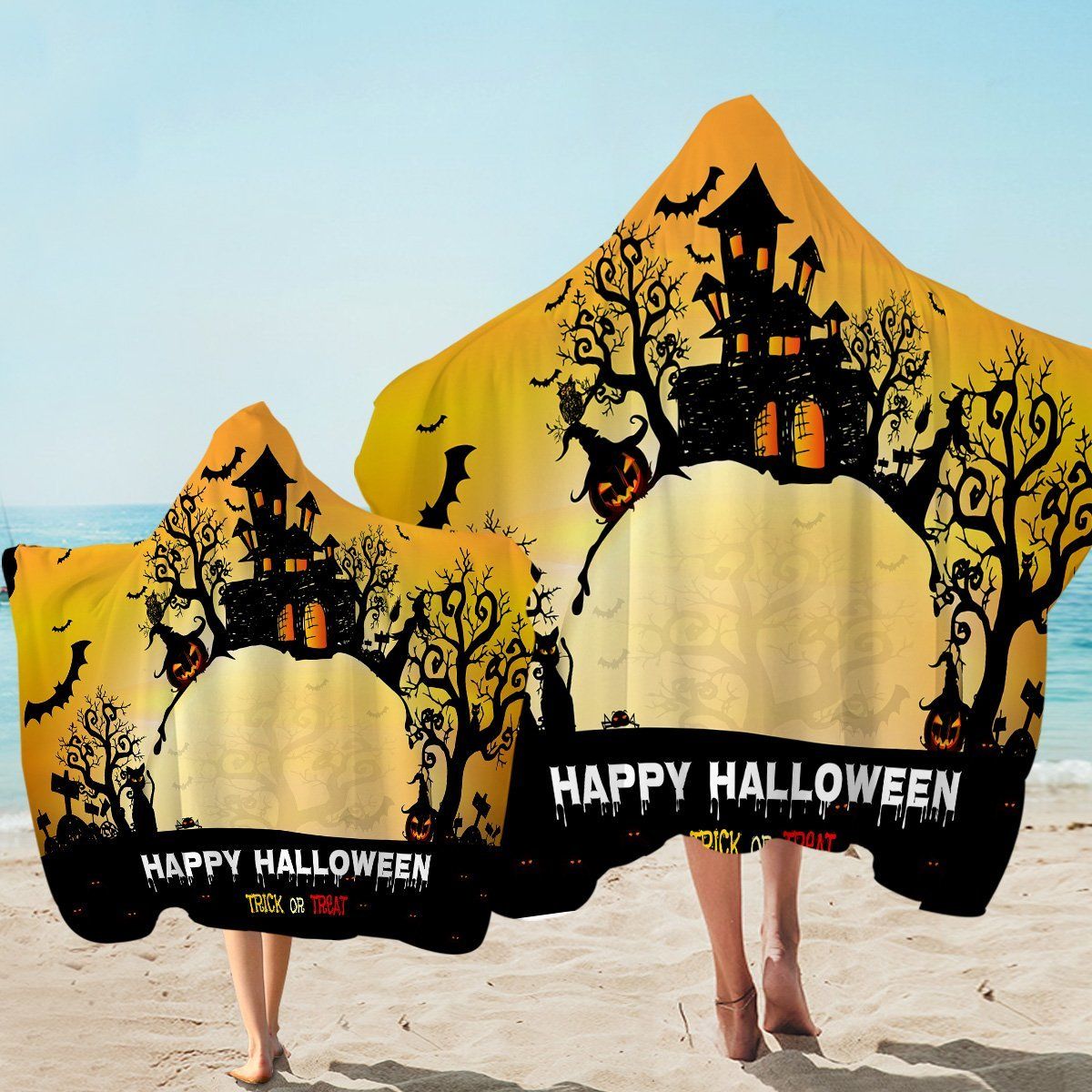 Happy Halloween Night Printed Hooded Towel