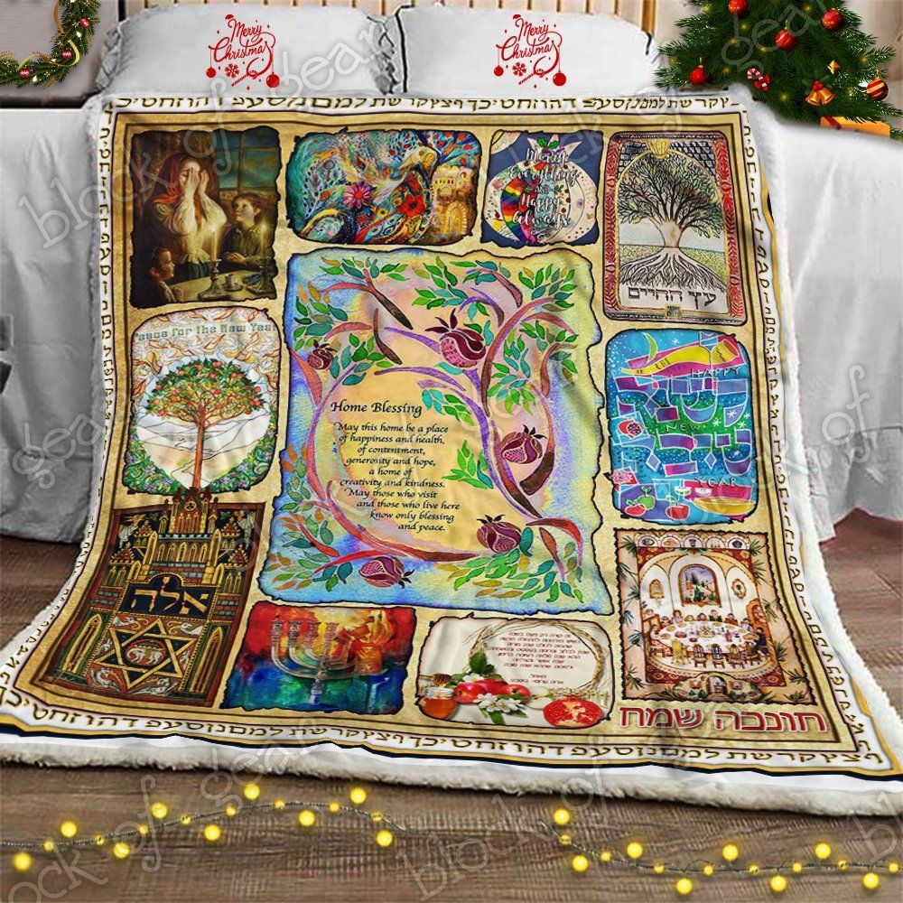 Happy Hanukkah Sherpa Fleece Blanket