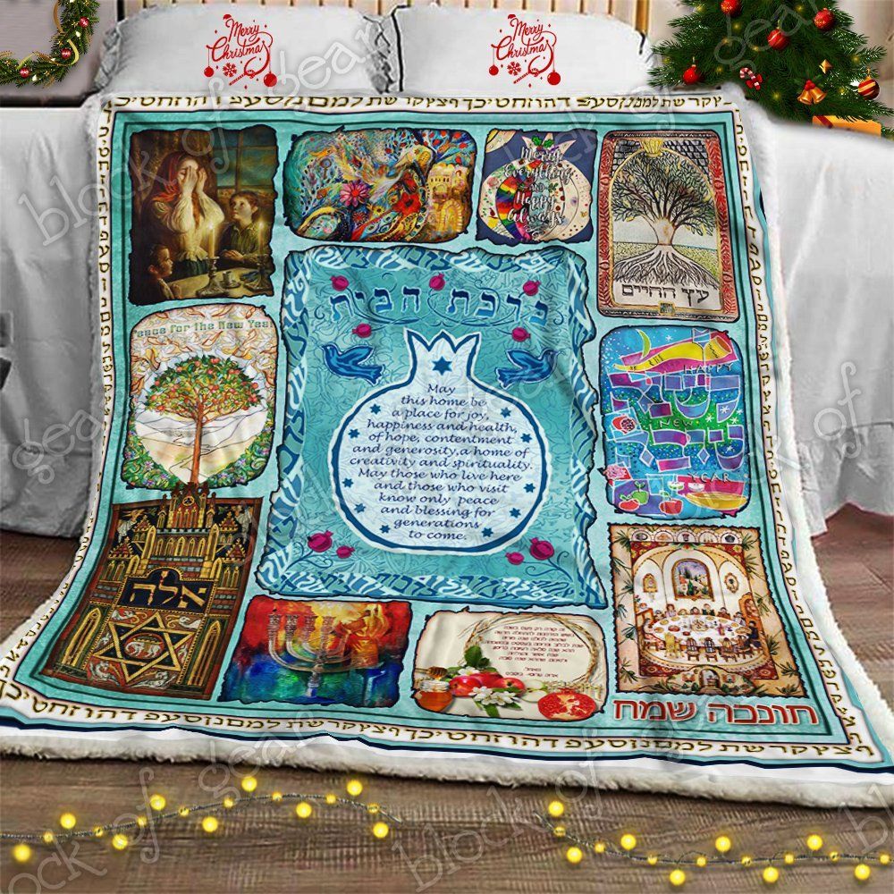 Happy Hanukkah Sherpa Fleece Blanket