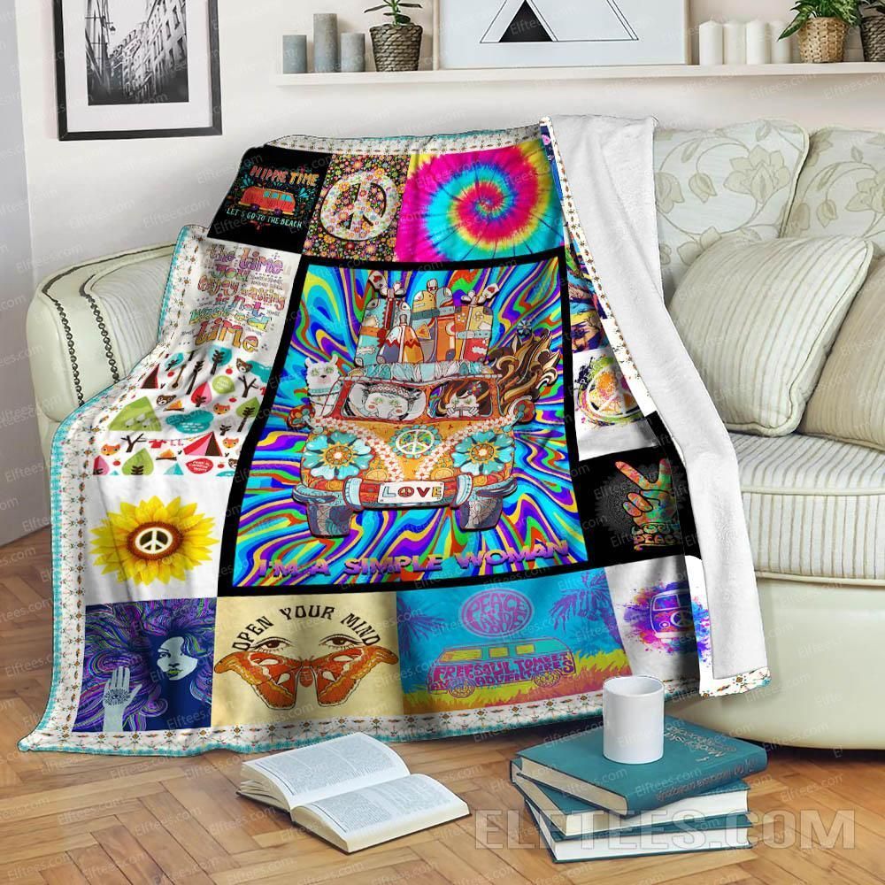Happy Hippie Sherpa Fleece Blanket