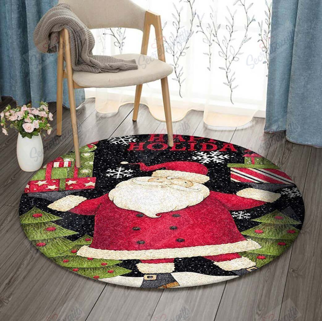 Happy Holidays Christmas Round Carpet