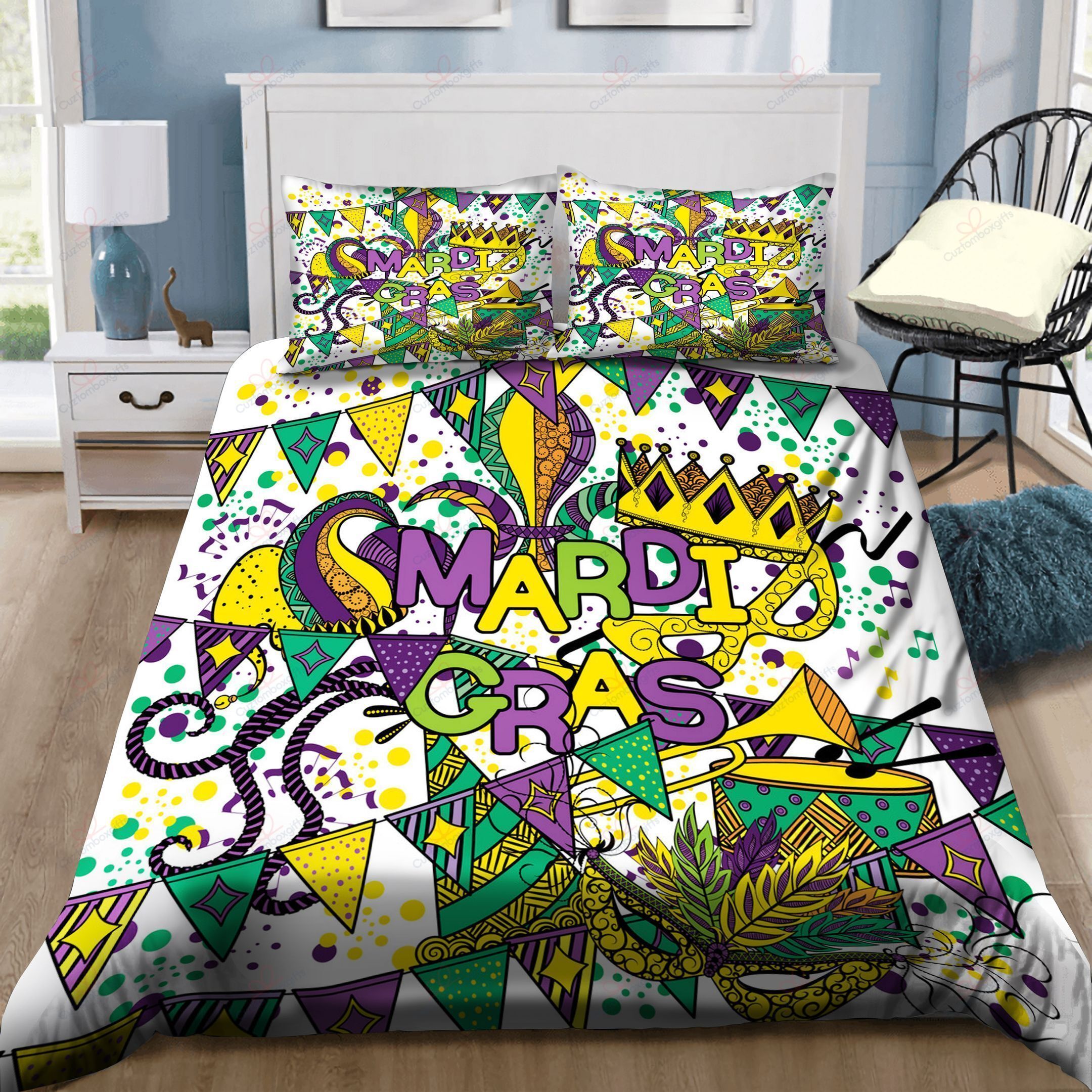 Happy Mardi Gras Printed Bedding Set