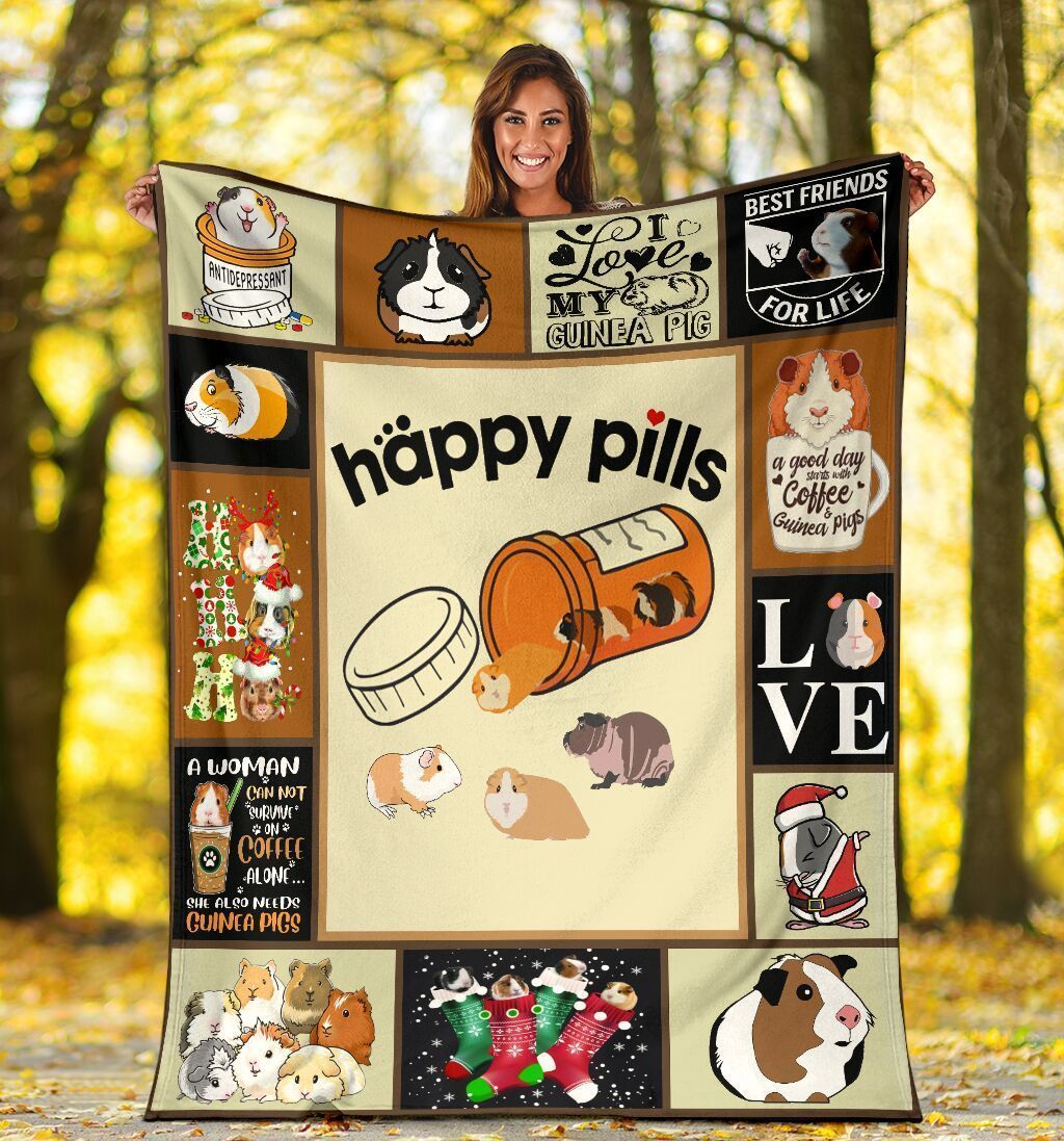 Happy Pills Guinea Pig Owner Cavy Lover Sherpa Fleece Blanket