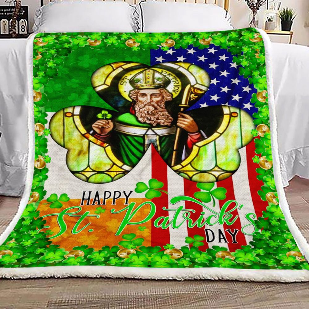 Happy Saint Patricks Day Irish American Fleece Blanket