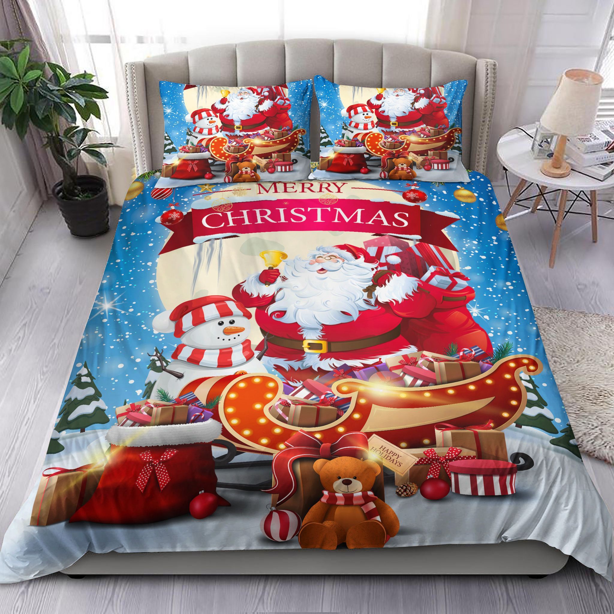 Happy Santa Snowman Bedding Set
