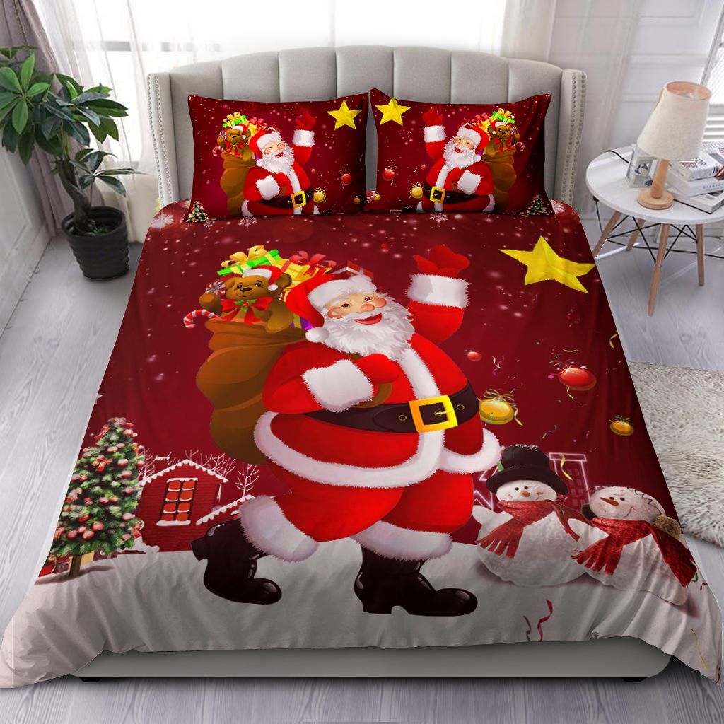 Happy Santa Claus With Gift Bedding Set