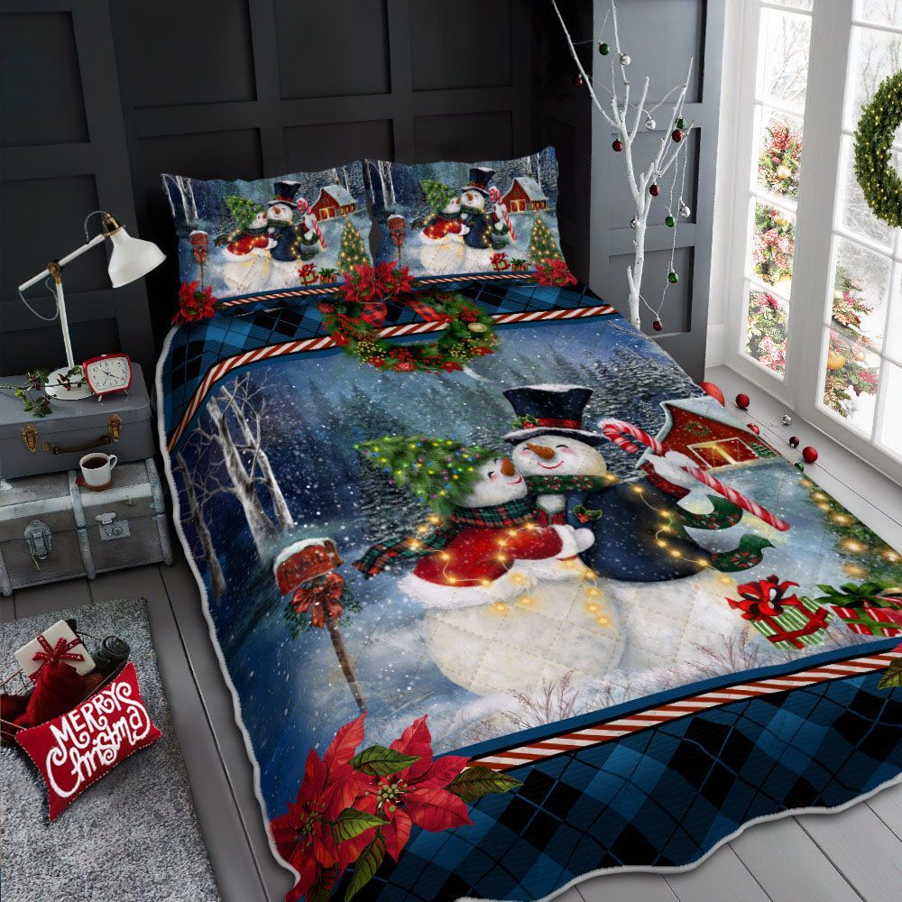 Happy Snowman Christmas Bedding Set