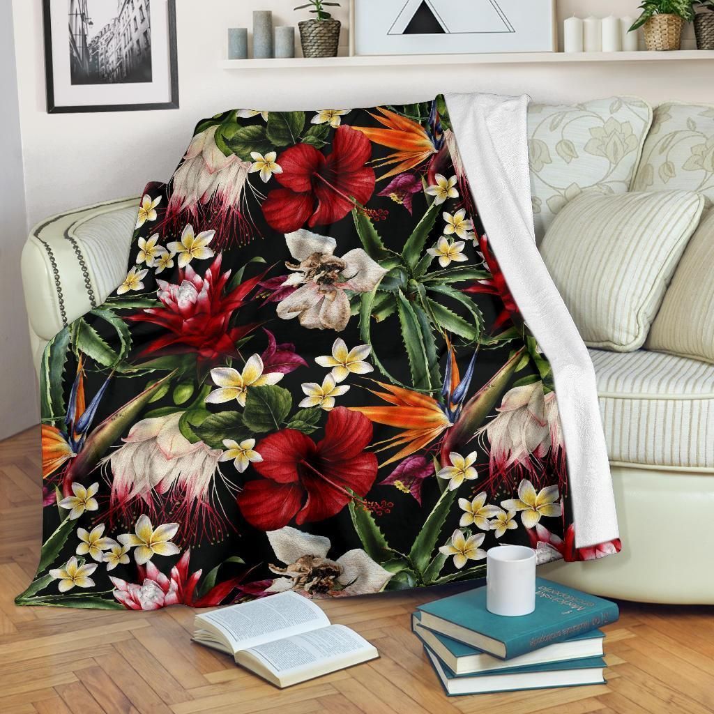Happy Summer Floral Pattern Print Design Soft Fleece Blanket
