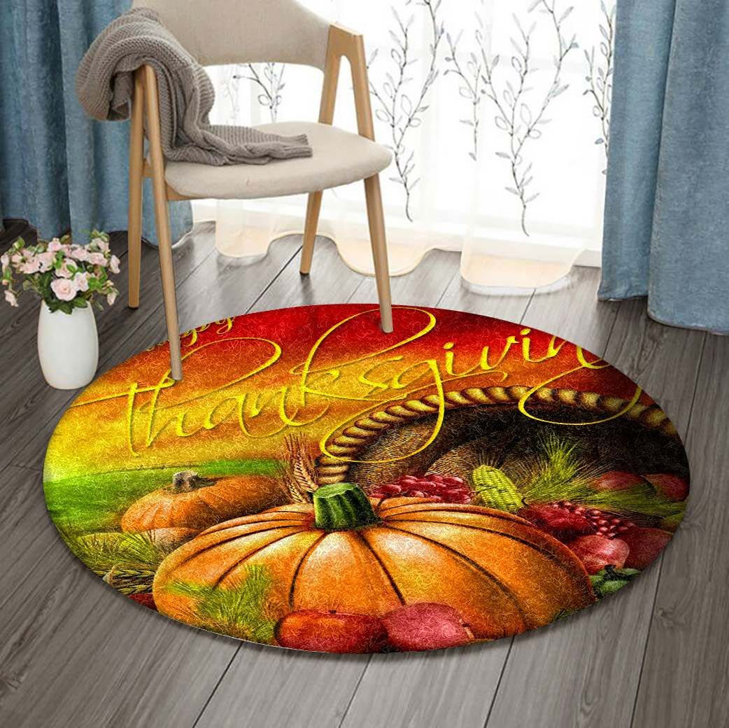 Happy Thanksgiving Round Carpet