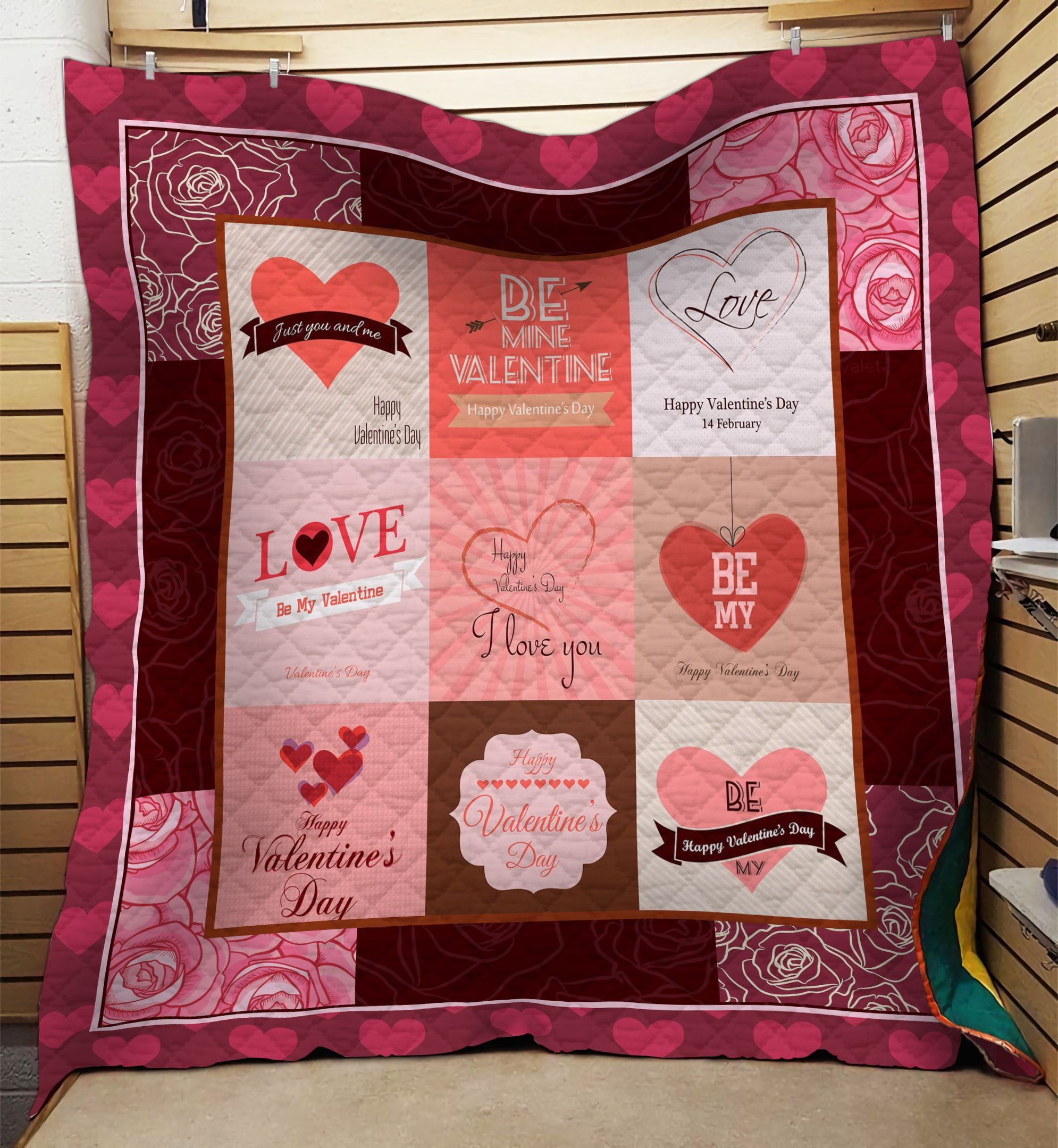 Happy Valentine s Day Be Mine I Love You GS-NT0702HY Quilt Blanket