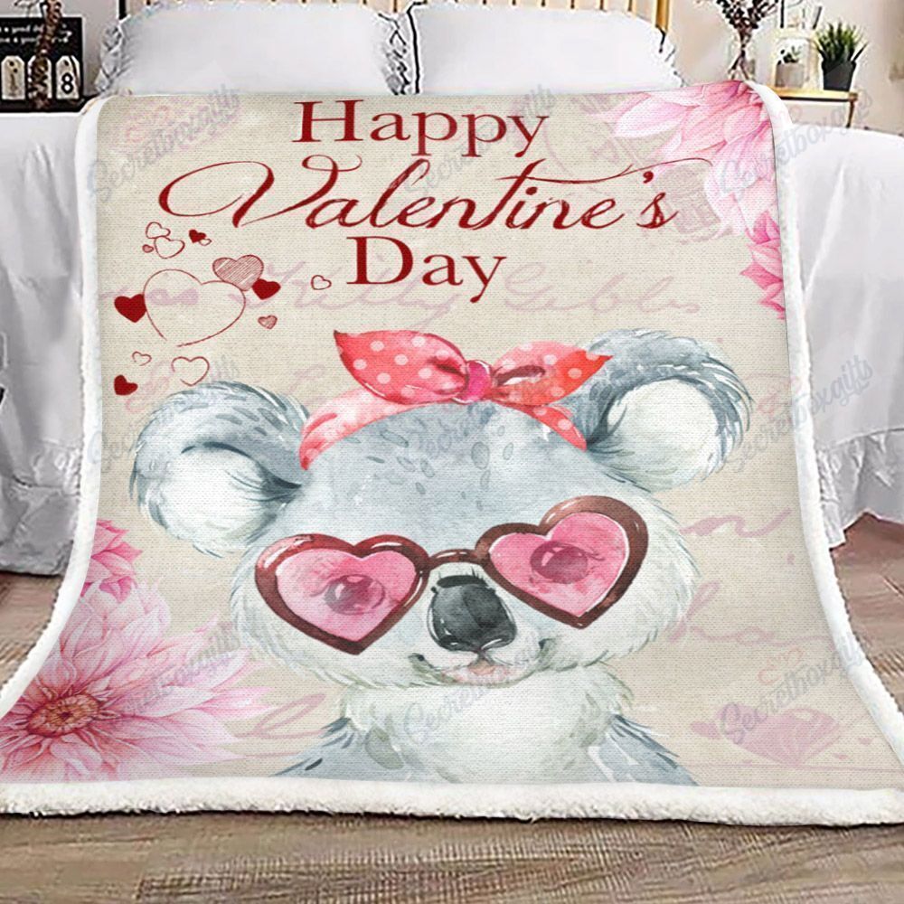 Happy Valentine’s Day Koala Fleece Blanket