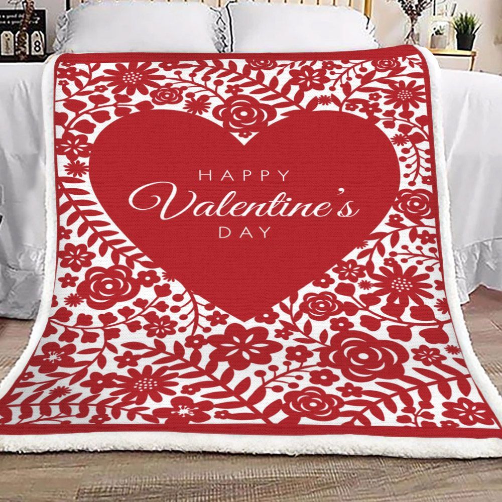Happy Valentines Day Sherpa Fleece Blanket