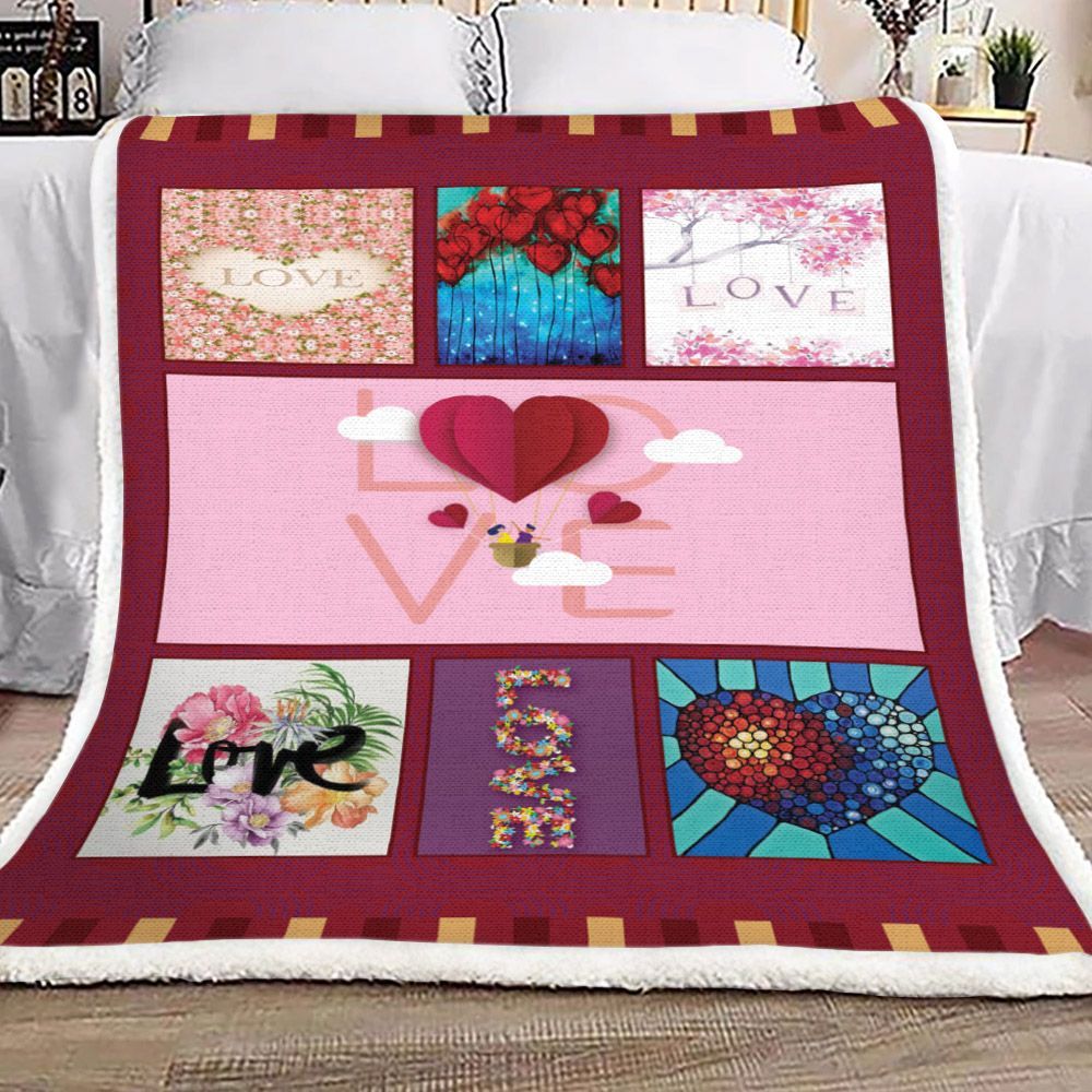 Happy Valentines Day Sherpa Fleece Blanket