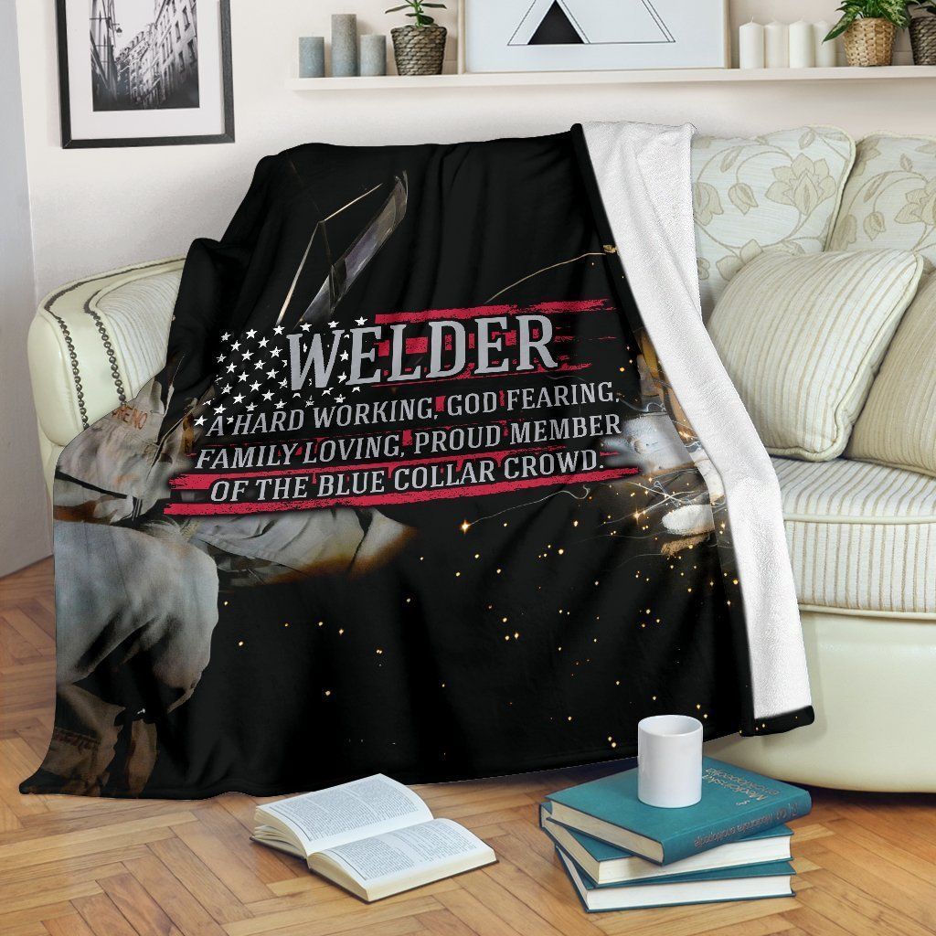 Hard Working Welder Sherpa Fleece Blanket