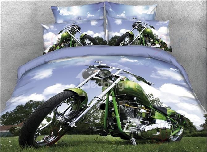 Harley Motorcycle Parking On Lawn Bedding Set