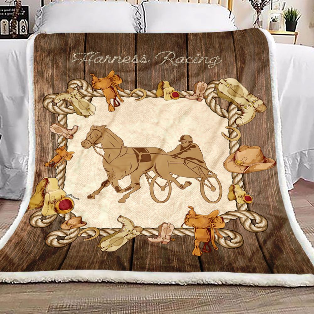 Harness Racing With Vintage Fleece Fleece Blanket