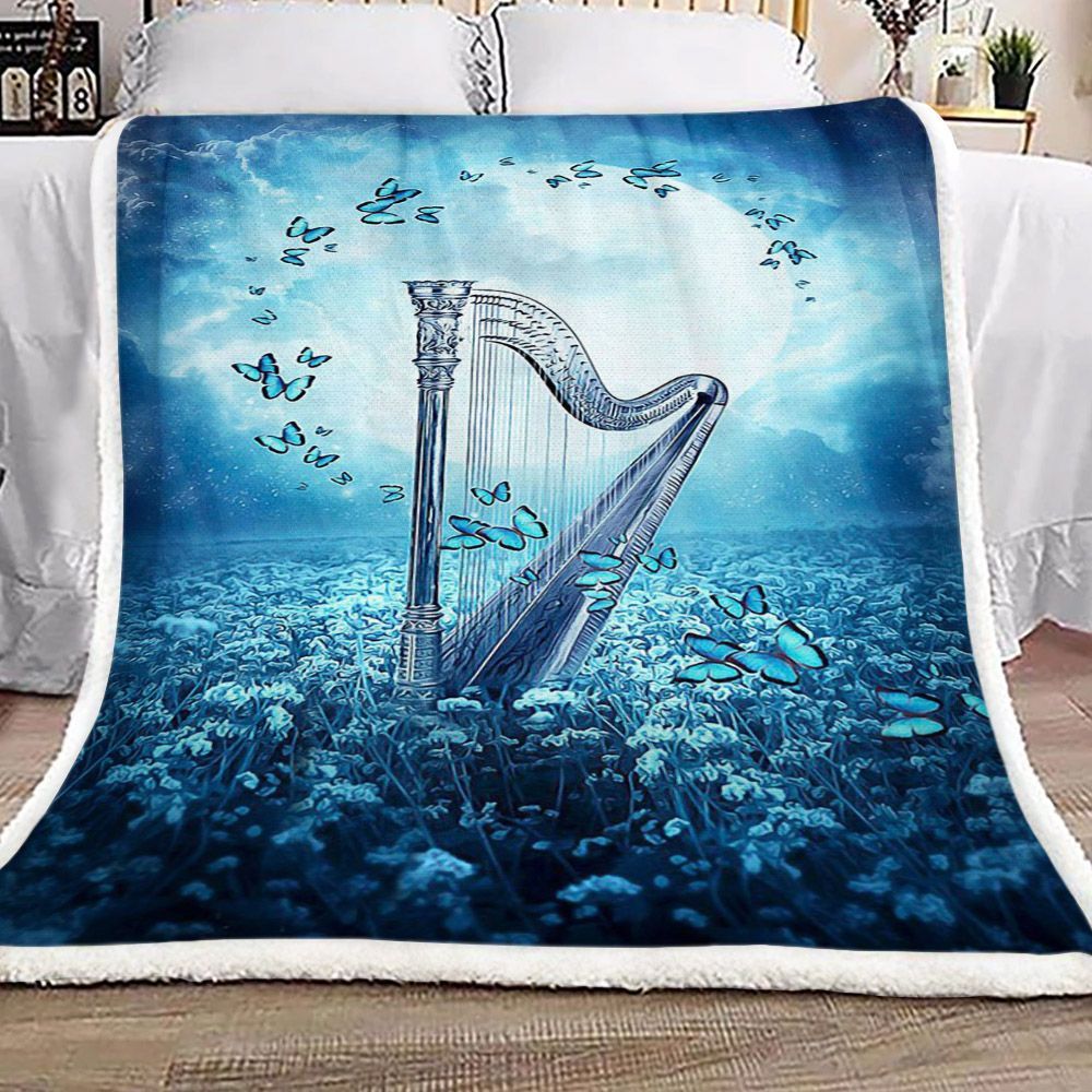 Harp Butterfly Sherpa Fleece Blanket