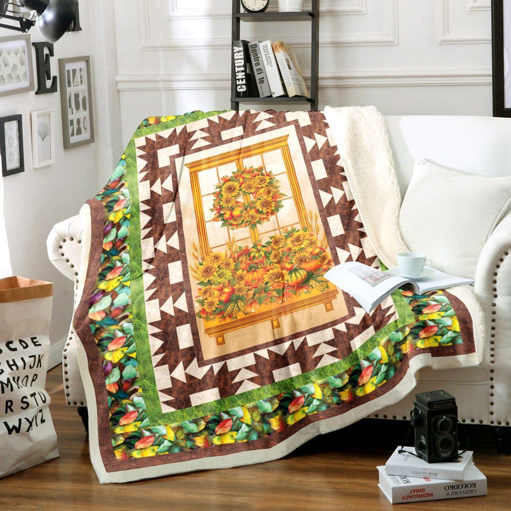 Harvest Sunflower Sherpa Fleece Blanket