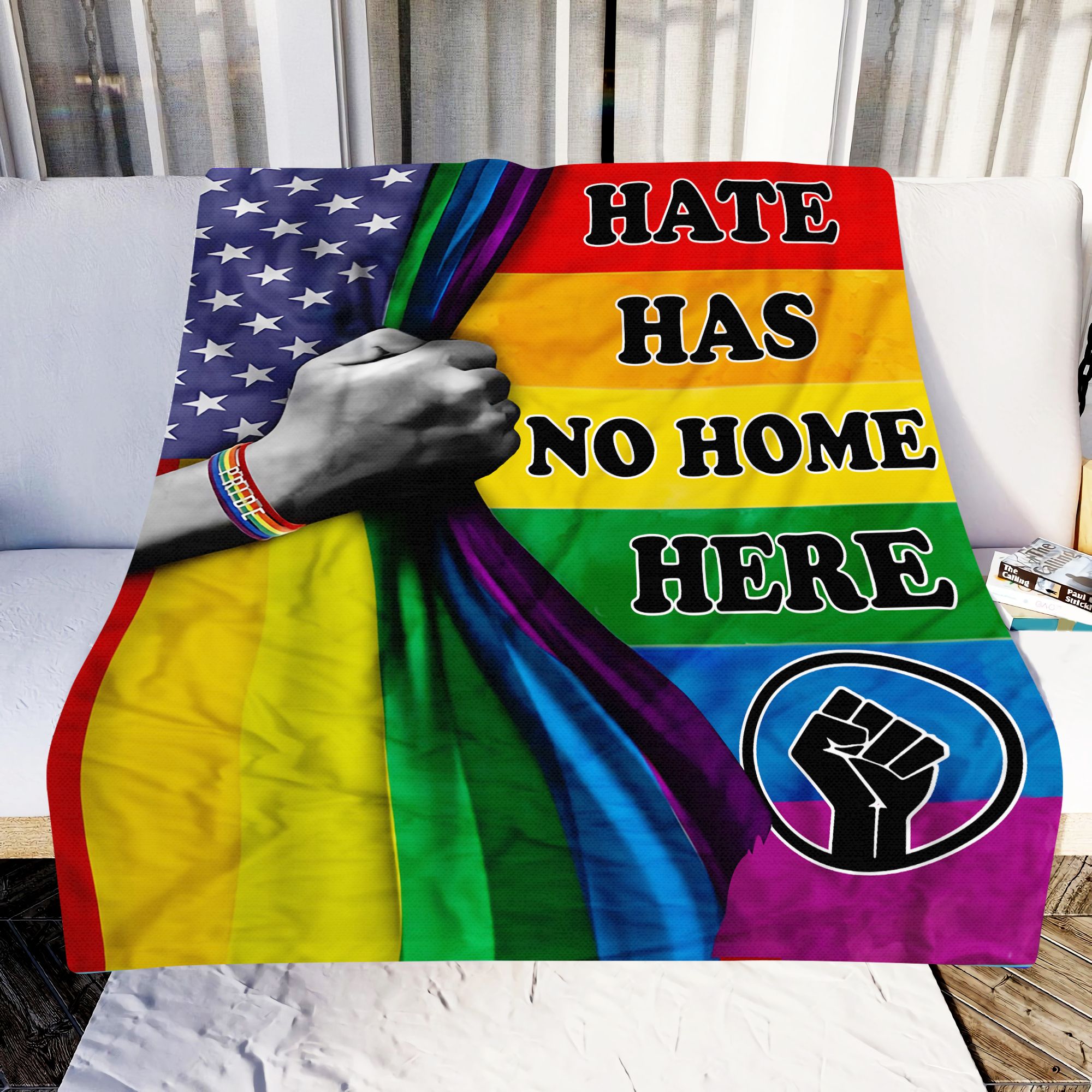 Hate Has No Home Here Lgbt Pride Fleece Blanket