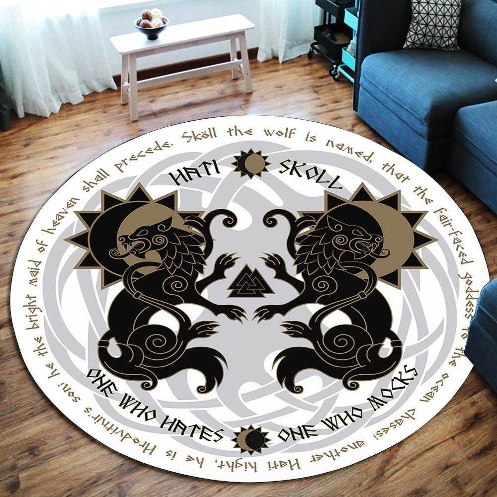 Hati And Skoll Round Carpet