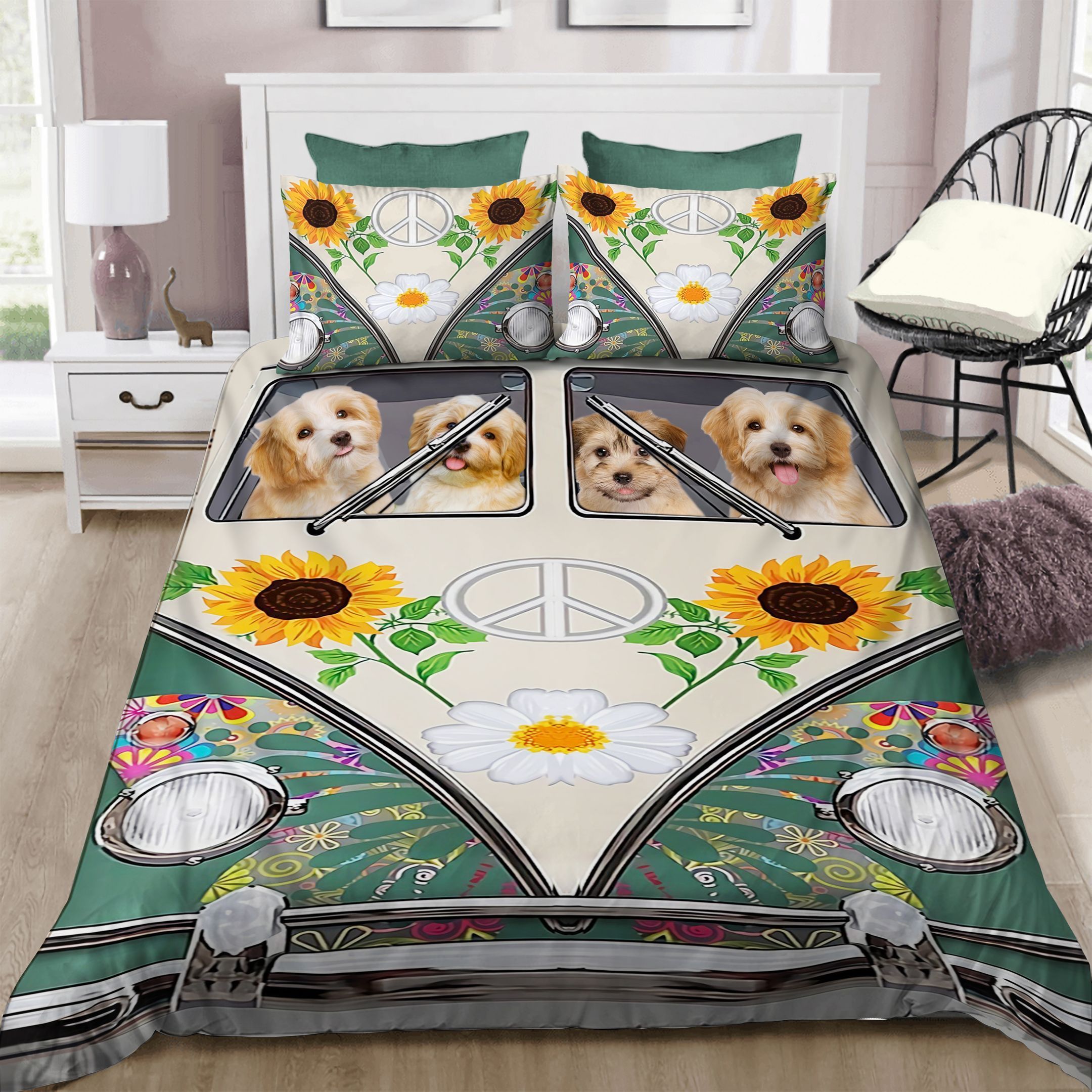 Havanese Family Hippie Vans Butterfly Bedding Set