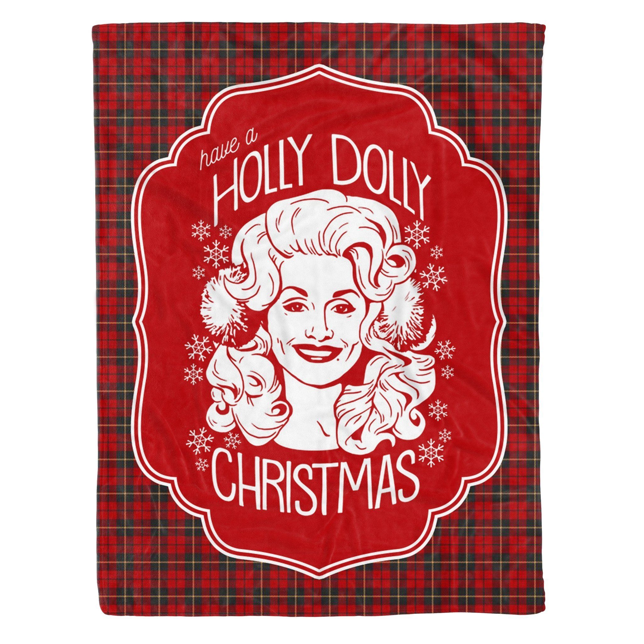 Have A Holly Dolly Christmas Sherpa Fleece Blanket