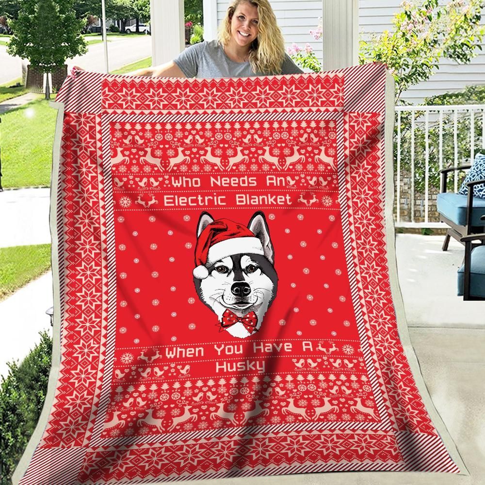 Have A Husky Christmas Sherpa Fleece Blanket
