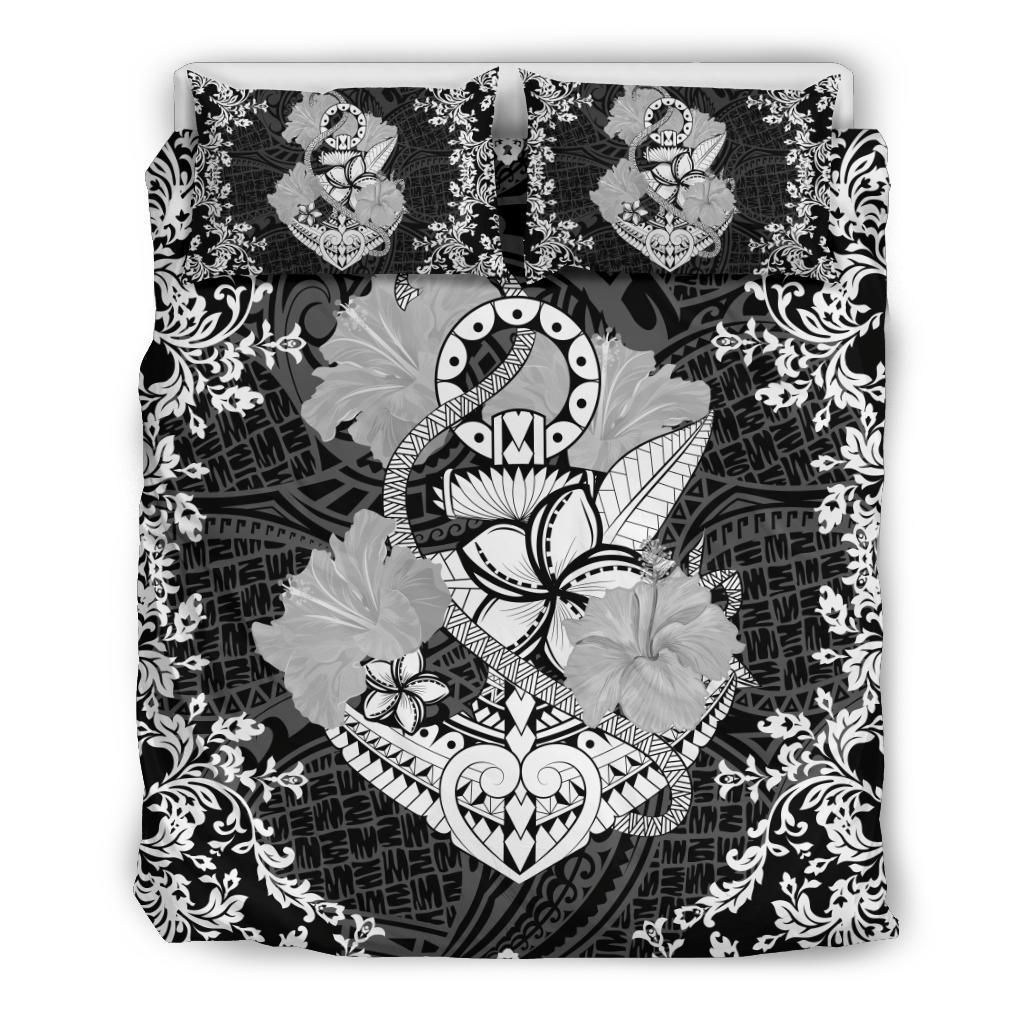Hawaii Anchor Hibiscus Flower Vintage White Bedding Set