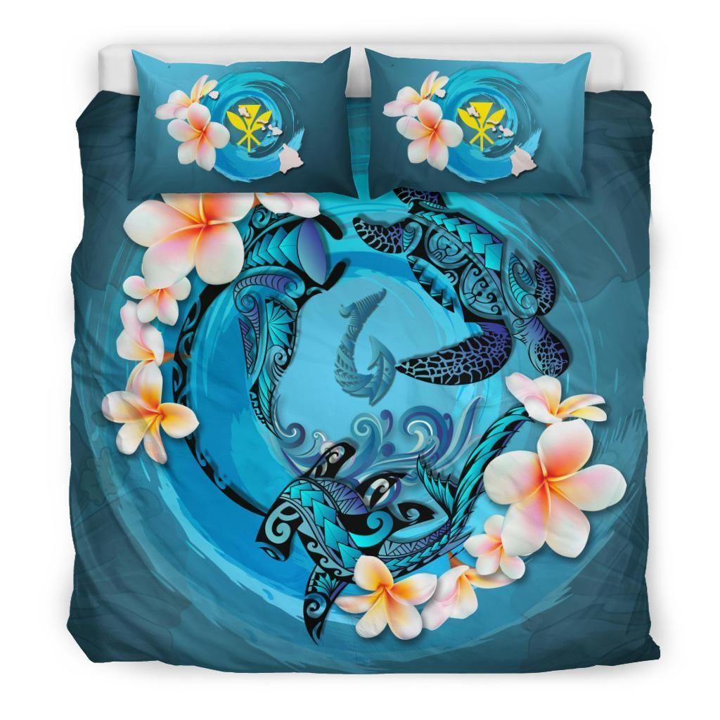 Hawaii Blue Plumeria Animal Turtle Tattoo Bedding Set