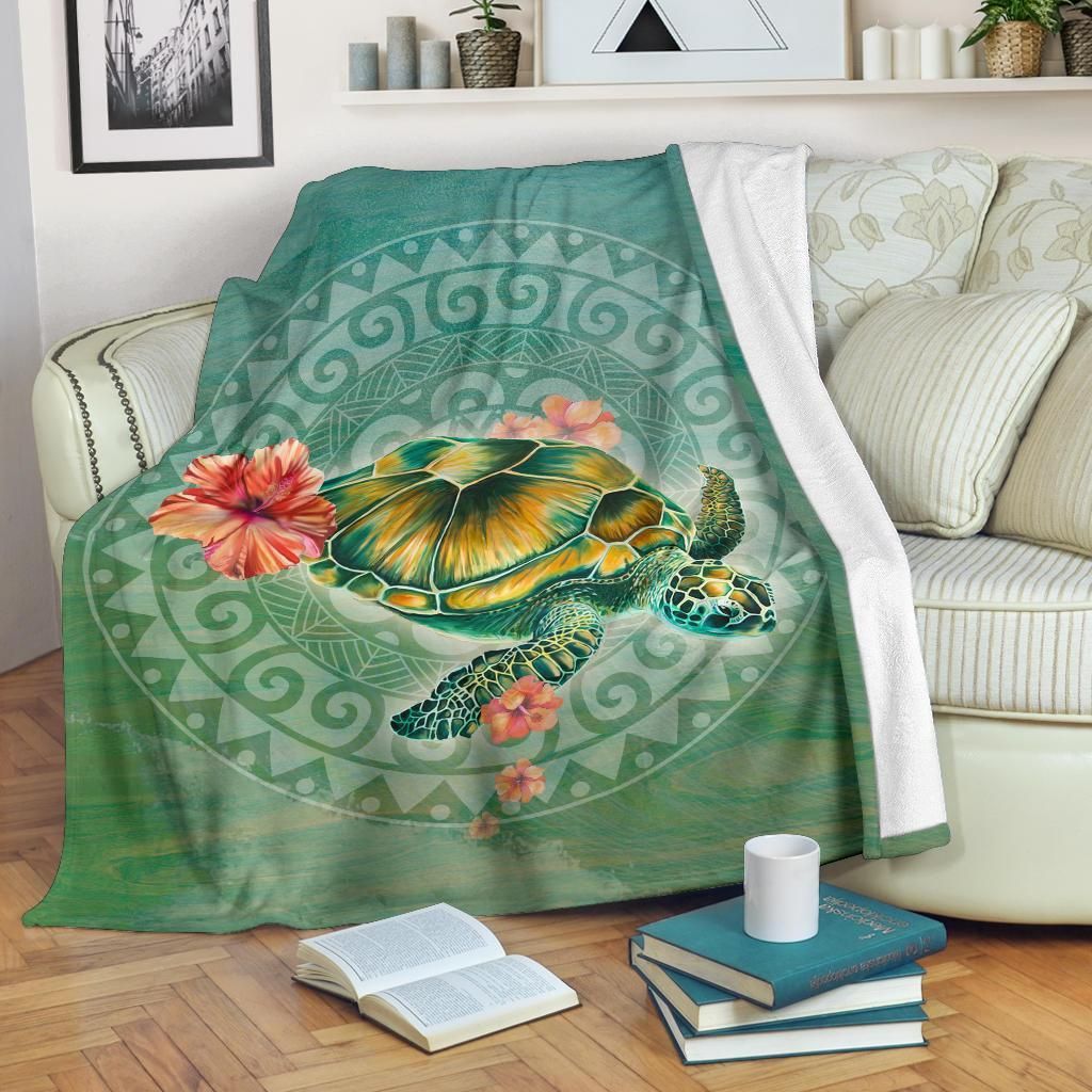 Hawaii Circle Turtle Sherpa Fleece Blanket