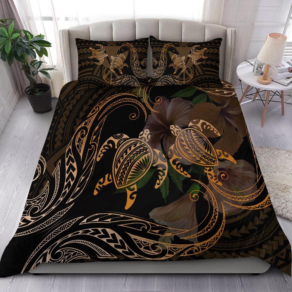 Hawaii Couple Turtle Kanaka Hibiscus Valentine Bedding Set