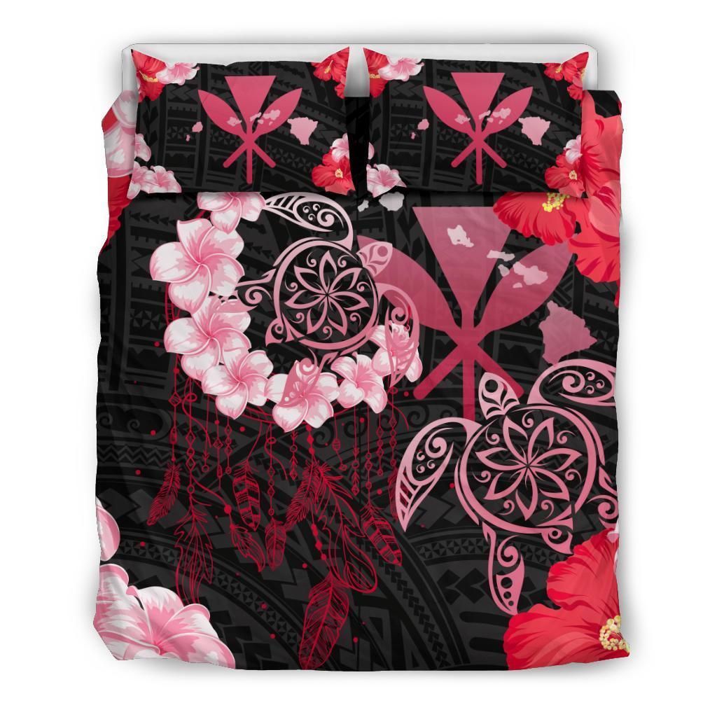 Hawaii Dream Catcher Turtle Hibiscus Plumeria Polynesian Bedding Set