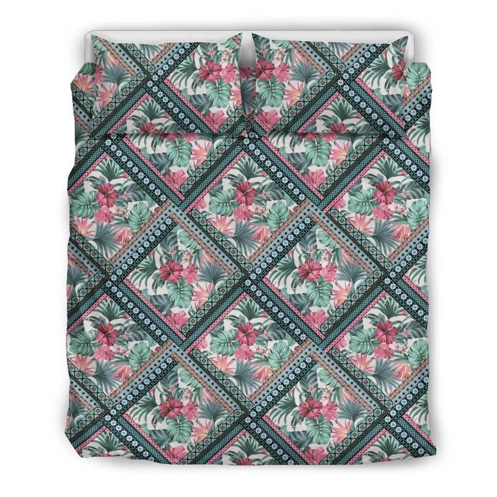 Hawaii Exotic Tropical Flowers In Pastel Colors  Bedding Set