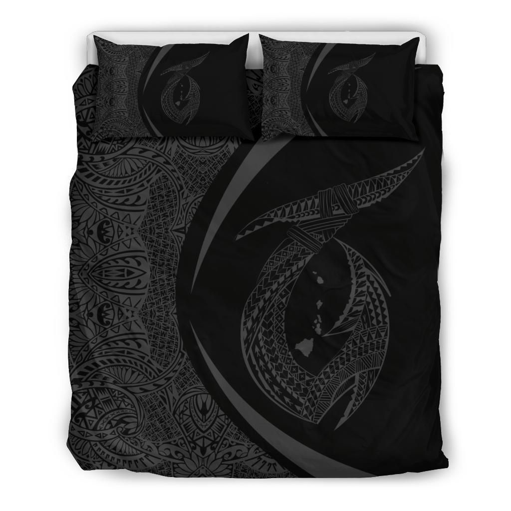Hawaii Fish Hook Polynesian Circle Style Gray Bedding Set
