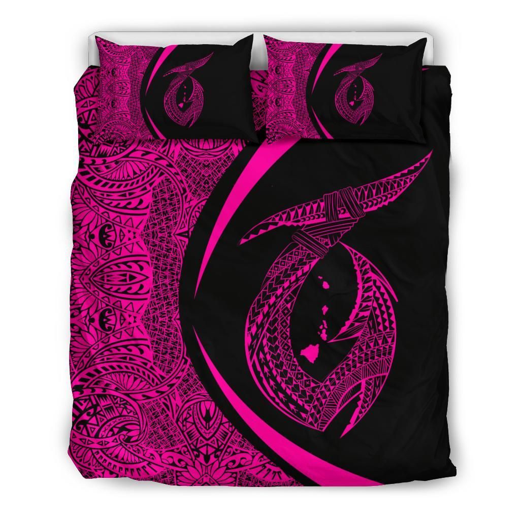 Hawaii Fish Hook Polynesian Circle Style Pink Bedding Set