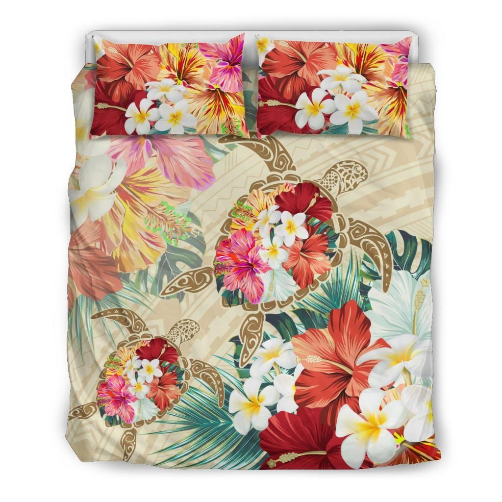 Hawaii Floral Turtle Beige Bedding Set