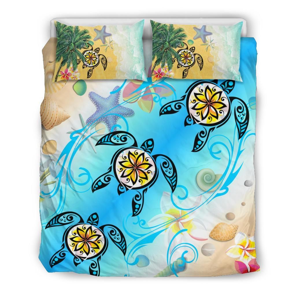 Hawaii Fresh Beach Turtle Plumeria Bedding Set