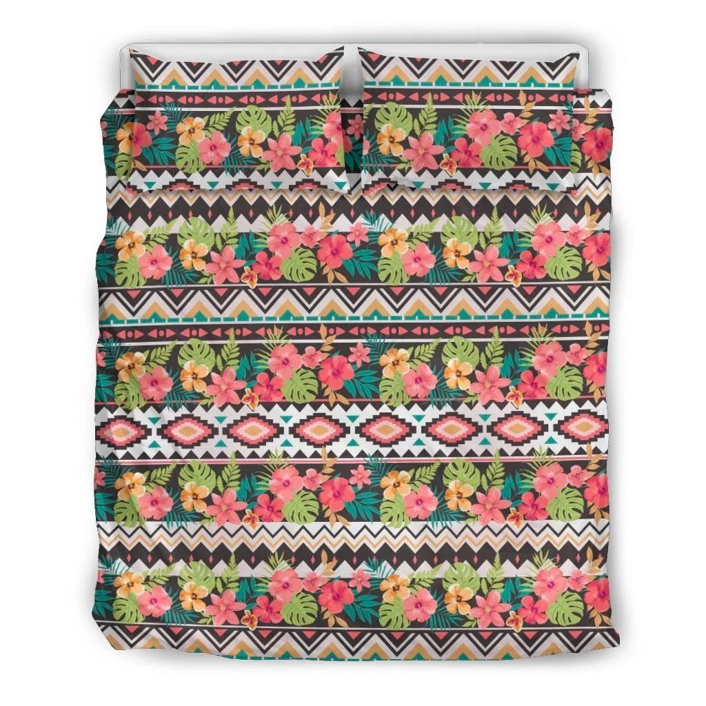 Hawaii Hibiscus Ethnic Mix Tropical Flower  Bedding Set