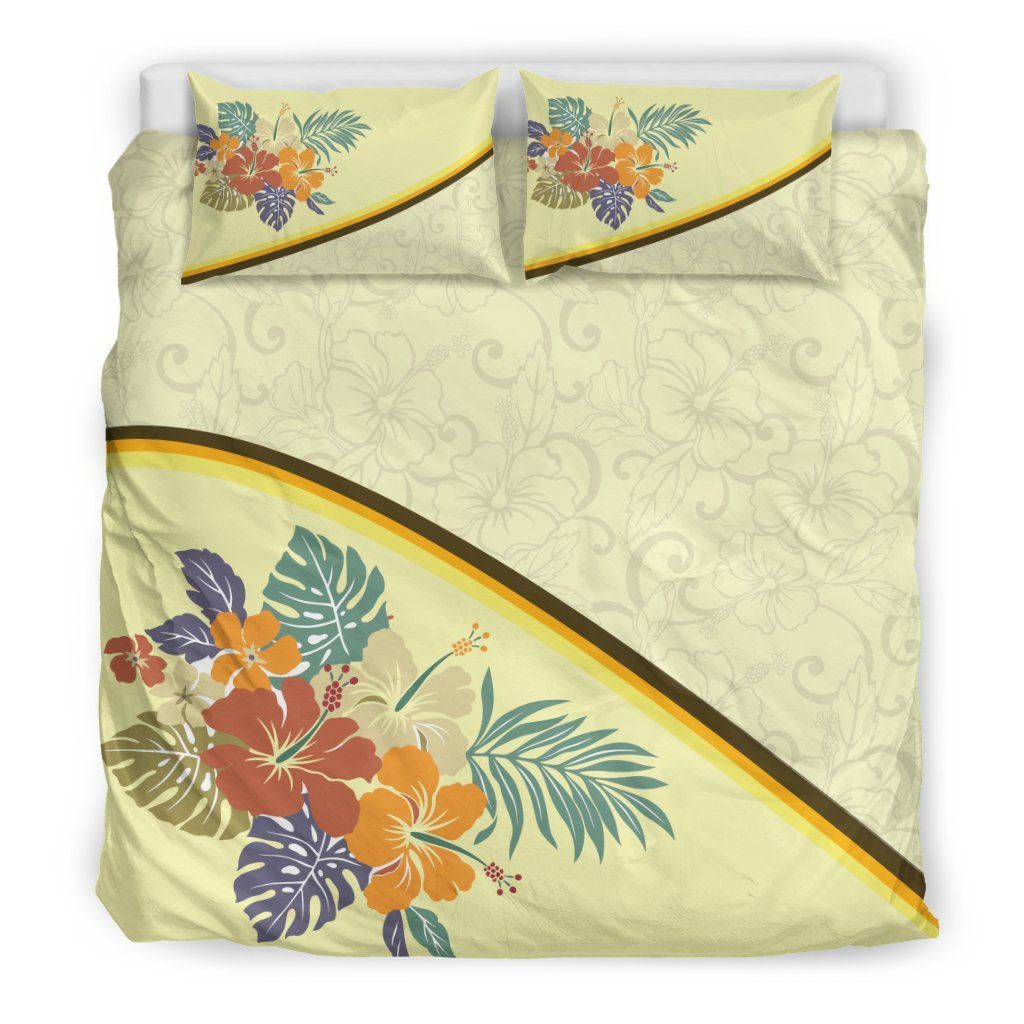 Hawaii Hibiscus Flower Yellow Color Bedding Set