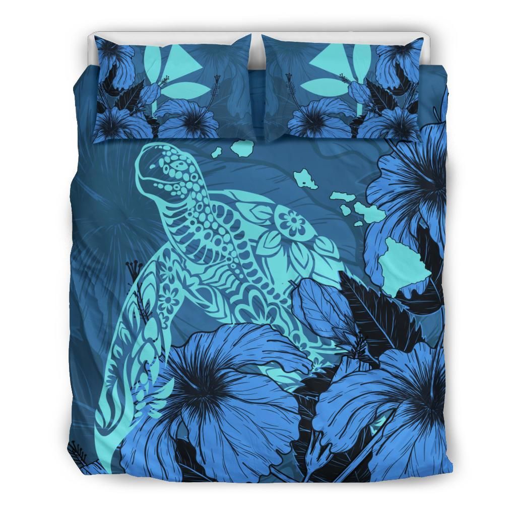 Hawaii Hibiscus Turtle Blue Bedding Set