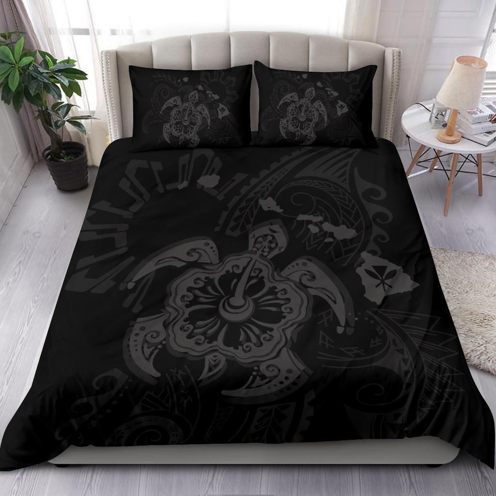 Hawaii Hibiscus Turtle Map Gray Bedding Set